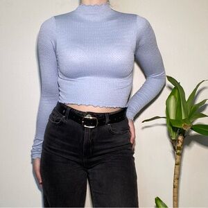 Garage Light Blue Long Sleeve Crop Top – Size Small